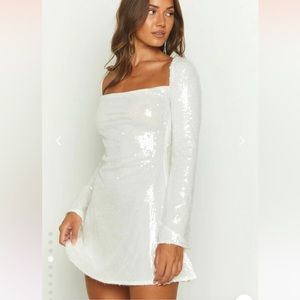 white sequin dress